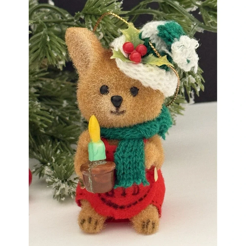 (2) Vintage Critter Sitter‎ Flocked 
